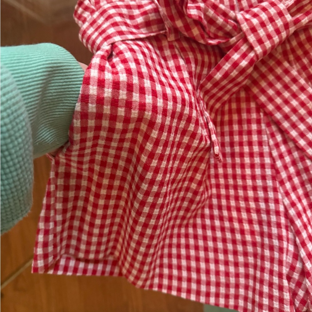 NWOT Privacy Please x Revolve Red Gingham Paperbag Tie-Waist Women's Shorts  XXS - Picture 5 of 10